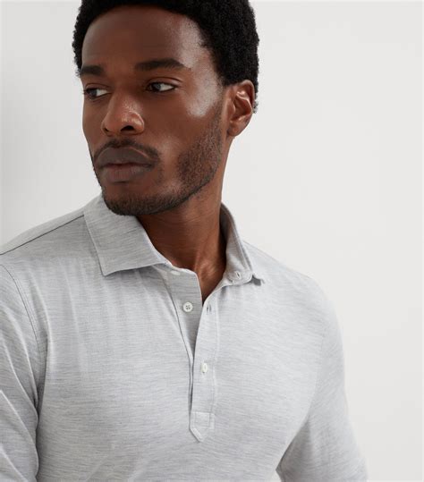 Lead Gray Silk And Cotton Polo Shirt 